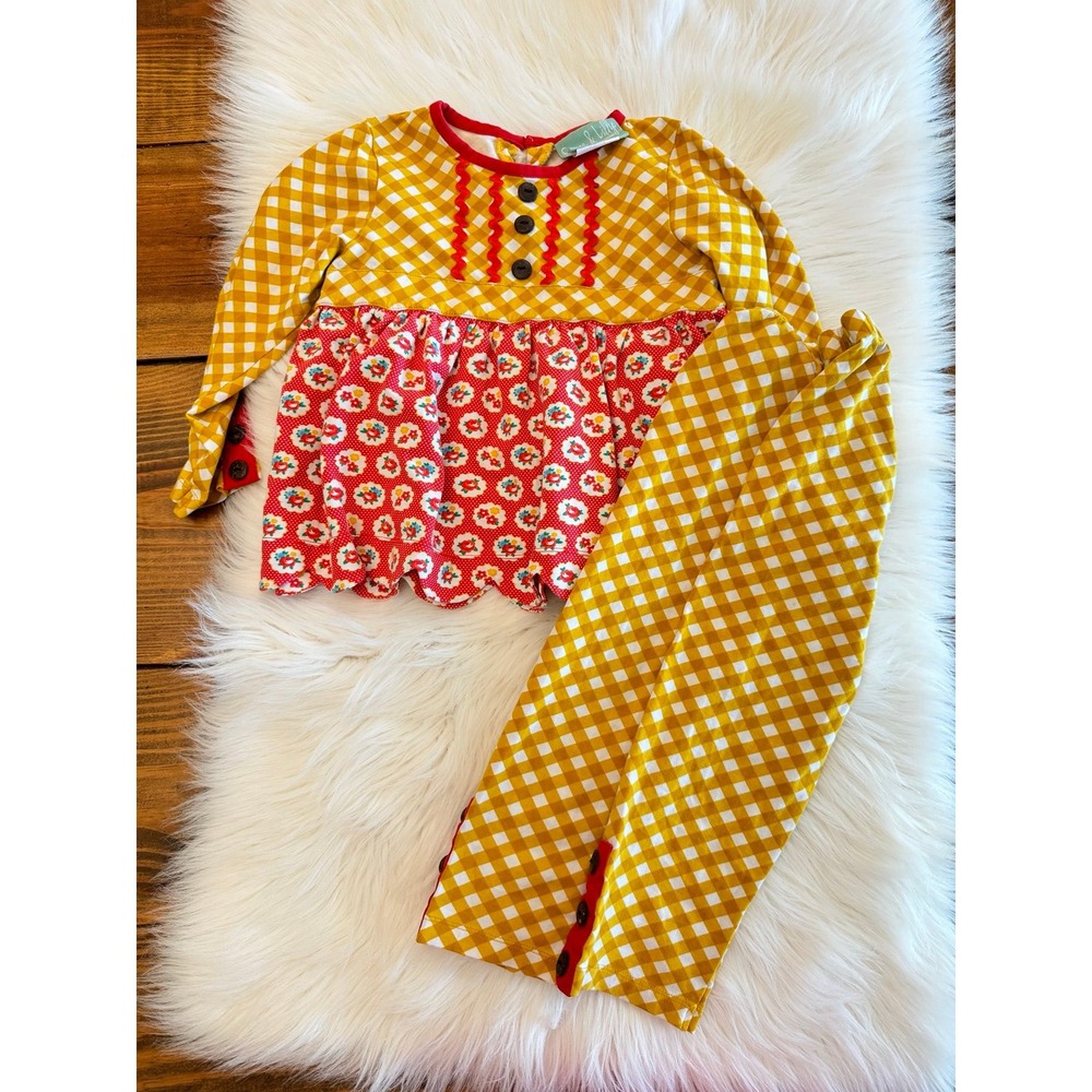 Sage and Lilly 2 piece pant set floral yellow 4t‎ EUC